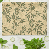 グリーンオリーブの木の枝パタ地中海のーン キッチンタオル (折り畳み)