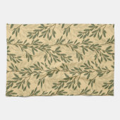 グリーンオリーブの木の枝パタ地中海のーン キッチンタオル (横)