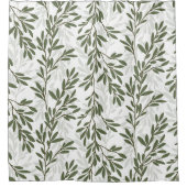 グリーンオリーブの木の枝パタ地中海のーン シャワーカーテン (正面)