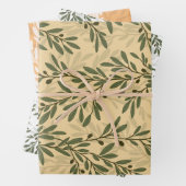 グリーンオリーブの木の枝パタ地中海のーン ラッピングペーパーシート (インサイチュ)