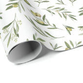 グリーンオリーブの水彩画 ラッピングペーパー (ロールコーナー)