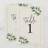 グリーンオリーブの葉の骨 白金 テーブルナンバー (正面/裏面)