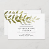 グリーンオリーブの葉 ウェディングレセプションカード エンクロージャーカード (正面/裏面)