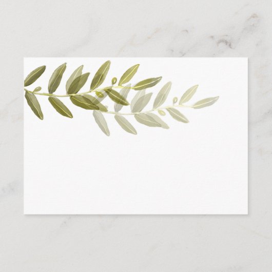 グリーンオリーブの葉 ウェディングレセプションカード エンクロージャーカード (裏面)