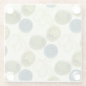 グリーンオリーブスケッチスケッチパターンキッチン ガラスコースター (裏面)