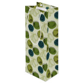 グリーンオリーブスケッチスケッチパターンキッチン ワインギフトバッグ (裏面アングル)