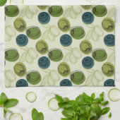 グリーンオリーブスケッチスケッチパターン キッチンタオル (折り畳み)