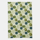 グリーンオリーブスケッチスケッチパターン キッチンタオル (縦)