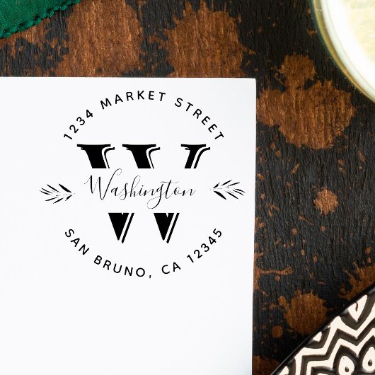 グリーンオリーブブランチファミリーネーム差出人住所 セルフインキングスタンプ