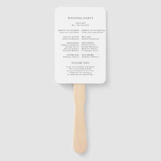 グリーンオリーブブランチリース素朴結婚式 プログラム ハンドファン (裏面)