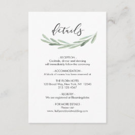 グリーンオリーブブランチリース ラスティックウェディング 詳細 エンクロージャーカード