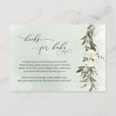 グリーンオリーブリースホワイトフローラブックスベビー エンクロージャーカード (正面)
