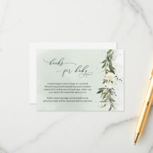 グリーンオリーブリースホワイトフローラブックスベビー エンクロージャーカード