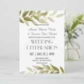 グリーンオリーブリーフ結婚式招待状 招待状 (スタンド正面)