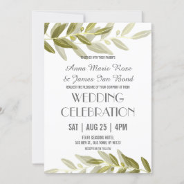 グリーンオリーブリーフ結婚式招待状 招待状