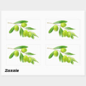 グリーンオリーブ枝 長方形シール (シート)