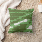 グリーンオリーブ白抽象芸術波レトロ枕 クッション (ブランケット)