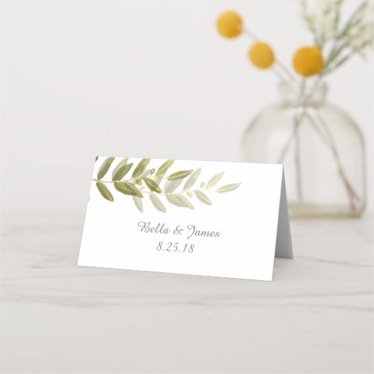 グリーンオリーブ結婚リーフ座席表 プレイスカード (裏面)