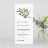 グリーンオリーブ。シンプルモダン結婚メニュー メニュー (スタンド正面)