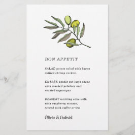 グリーンオリーブ。スタイリッシュファンシーモダン結婚メニュー