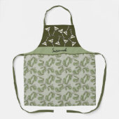 グリーンオリーブ&マルティーニガラスパターンのパーソナライズ可能 エプロン (正面)