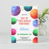 グリーンオレンジアウタースペース誕生日招待状 招待状 (スタンド正面)