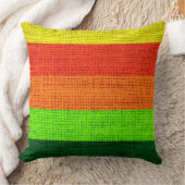 グリーンオレンジイエローストライプズバーラップ素朴ジュート クッション (ブランケット)
