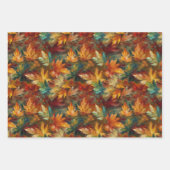 グリーンオレンジイエローレッド秋紅葉 ラッピングペーパーシート (正面2)
