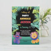 グリーンオレンジサファリ誕生日招待状 招待状 (スタンド正面)