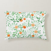 グリーンオレンジタンジェリンプロヴァンスウォーターカラー アクセントクッション (正面)