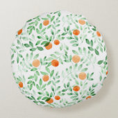 グリーンオレンジタンジェリンプロヴァンスウォーターカラー ラウンドクッション (裏面)