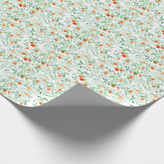グリーンオレンジタンジェリンプロヴァンスウォーターカラー ラッピングペーパー (角)