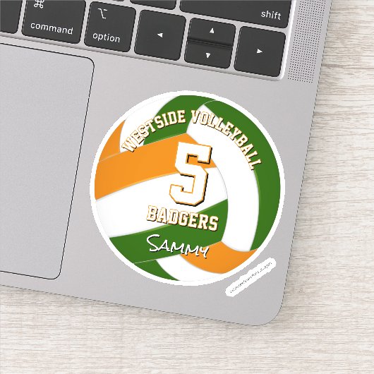 グリーンオレンジチームカラーバレーボール選手 シール (詳細)