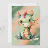 グリーンオレンジドラゴン男の子ベビーシャワー 招待状 (裏面)