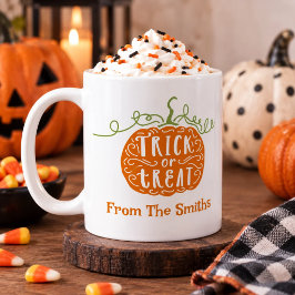 グリーンオレンジパンプキン トリックオアトリート ハロウィン コーヒーマグカップ