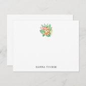 グリーンオレンジピンクかわいいベビータイガーフラットノートカード ノートカード (正面/裏面)