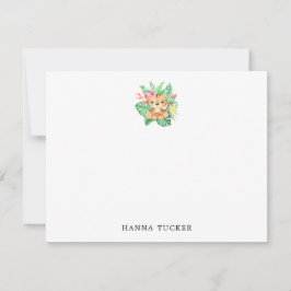 グリーンオレンジピンクかわいいベビータイガーフラットノートカード ノートカード