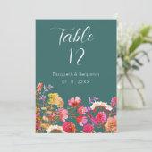 グリーンオレンジピンクイエローフローラテーブル番号 招待状 (スタンド正面)