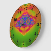 グリーンオレンジピンクブルーフラクタル~ ラージ壁時計 (傾斜)