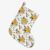 グリーンオレンジフローラクリスマスホリデーギフト ラージクリスマスストッキング (正面 (吊り時))