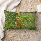 グリーンオレンジフローラデザイントロピカルザクロ ランバークッション (ブランケット)