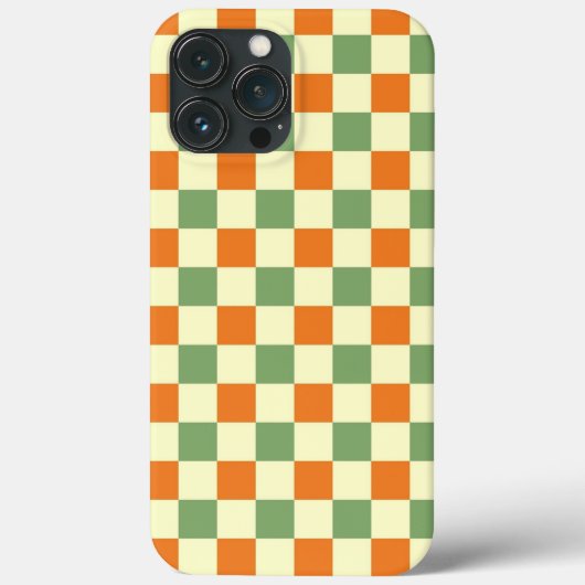 グリーンオレンジブラウン市松模様にジンガムパターン Case-Mate iPhoneケース (裏面)