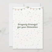 グリーンオレンジベビードラゴン誕生日招待状 招待状 (裏面)