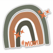 グリーンオレンジボヘミアンパーソナライズされたレインボー#mom シール (正面)