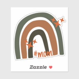 グリーンオレンジボヘミアンパーソナライズされたレインボー#mom シール