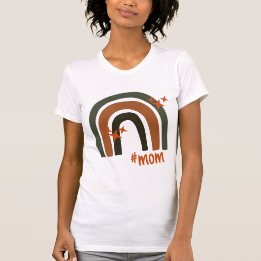 グリーンオレンジボヘミアンパーソナライズされたレインボー#mom tシャツ (正面)