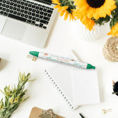 グリーンオレンジボヘミアンフローラディティモノグラムの 青ボールペン