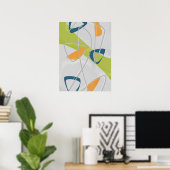 グリーンオレンジミッドセンチュリー抽象芸術モダンヴィンテージ ポスター (ホームオフィス)