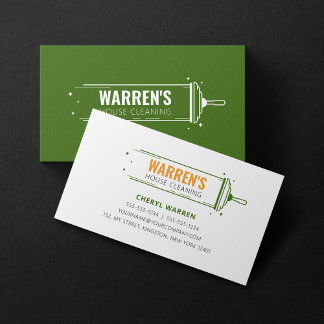 グリーンオレンジミニマリストハウスキーパーハウスクリーニング 名刺