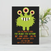 グリーンオレンジモンスターバースデーパーティ招待状 招待状 (スタンド正面)